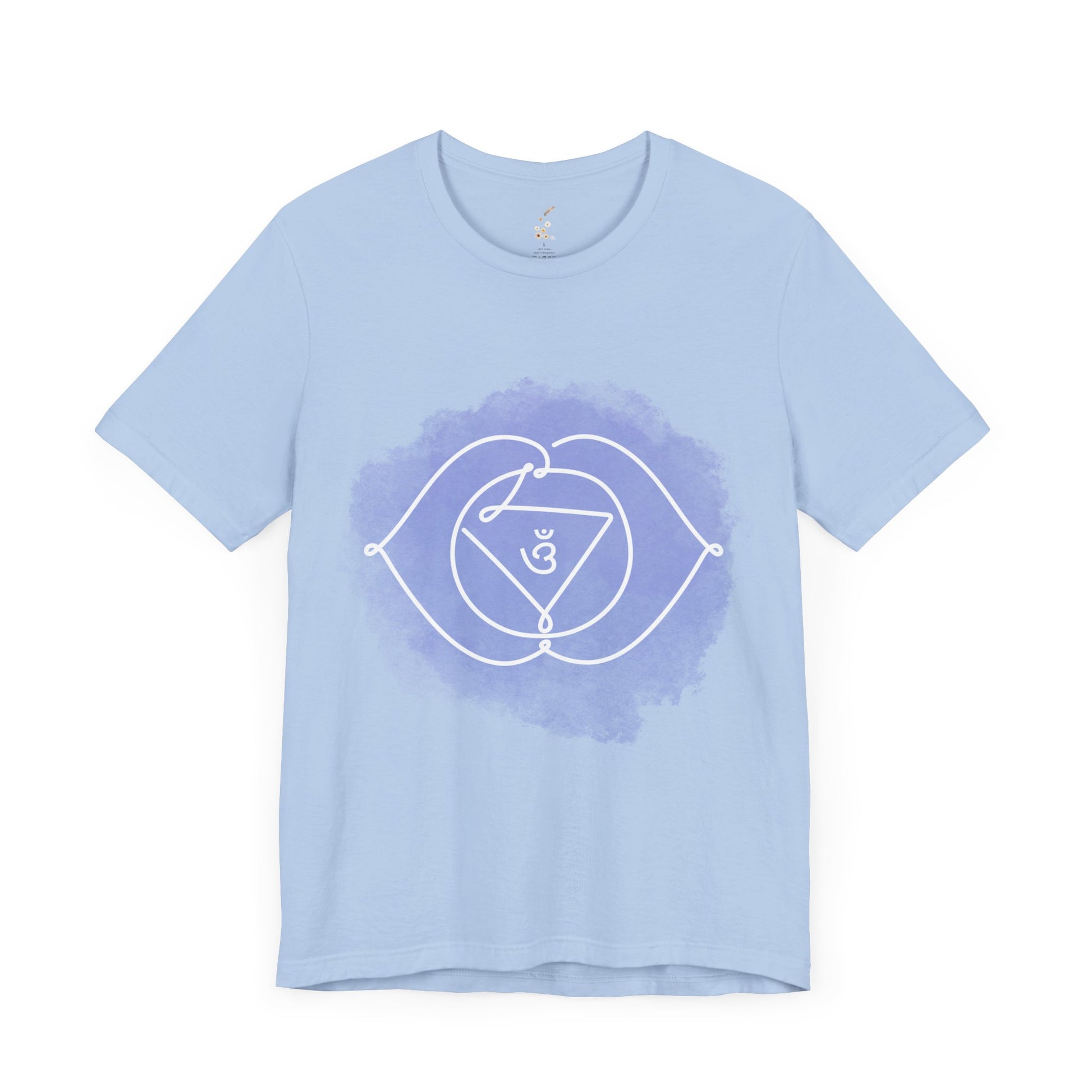 Baby blue Ajna Chakra t-shirt designed for heightened perception.