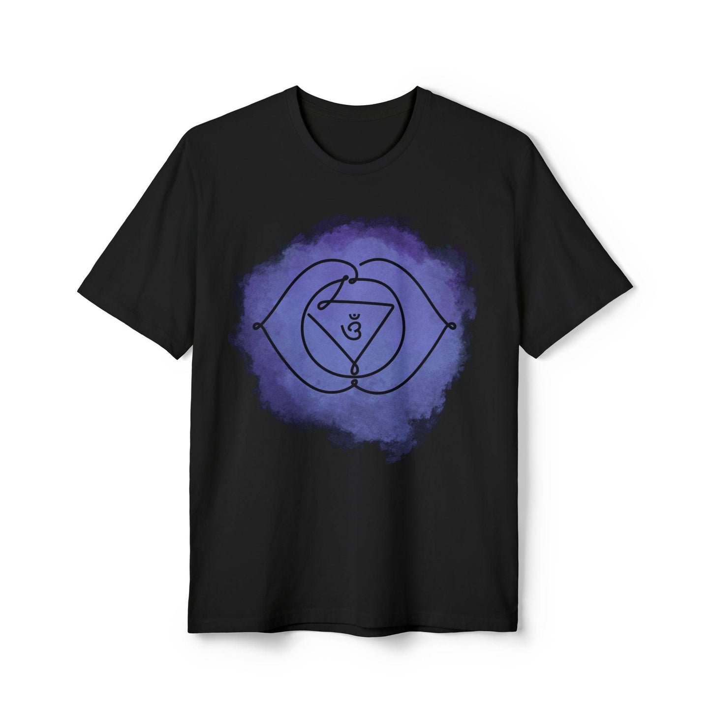 Close-up of the Ajna Chakra design on the Ajna Chakra T-Shirt ECO-friendly Unisex, symbolizing intuition and insight.