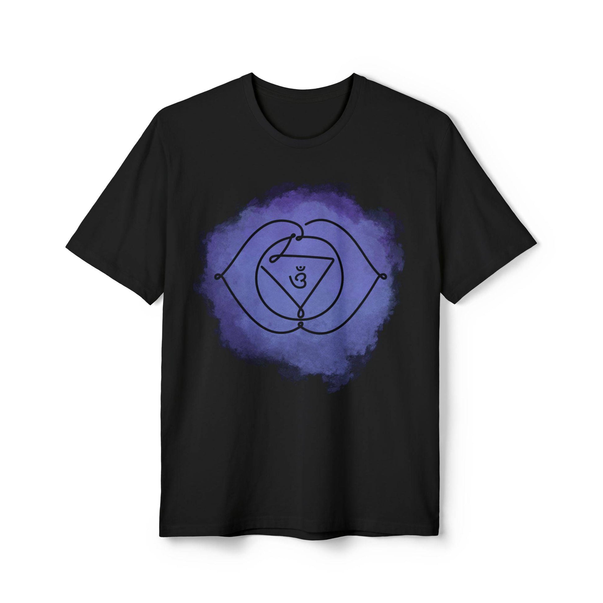Close-up of the Ajna Chakra design on the Ajna Chakra T-Shirt ECO-friendly Unisex, symbolizing intuition and insight.