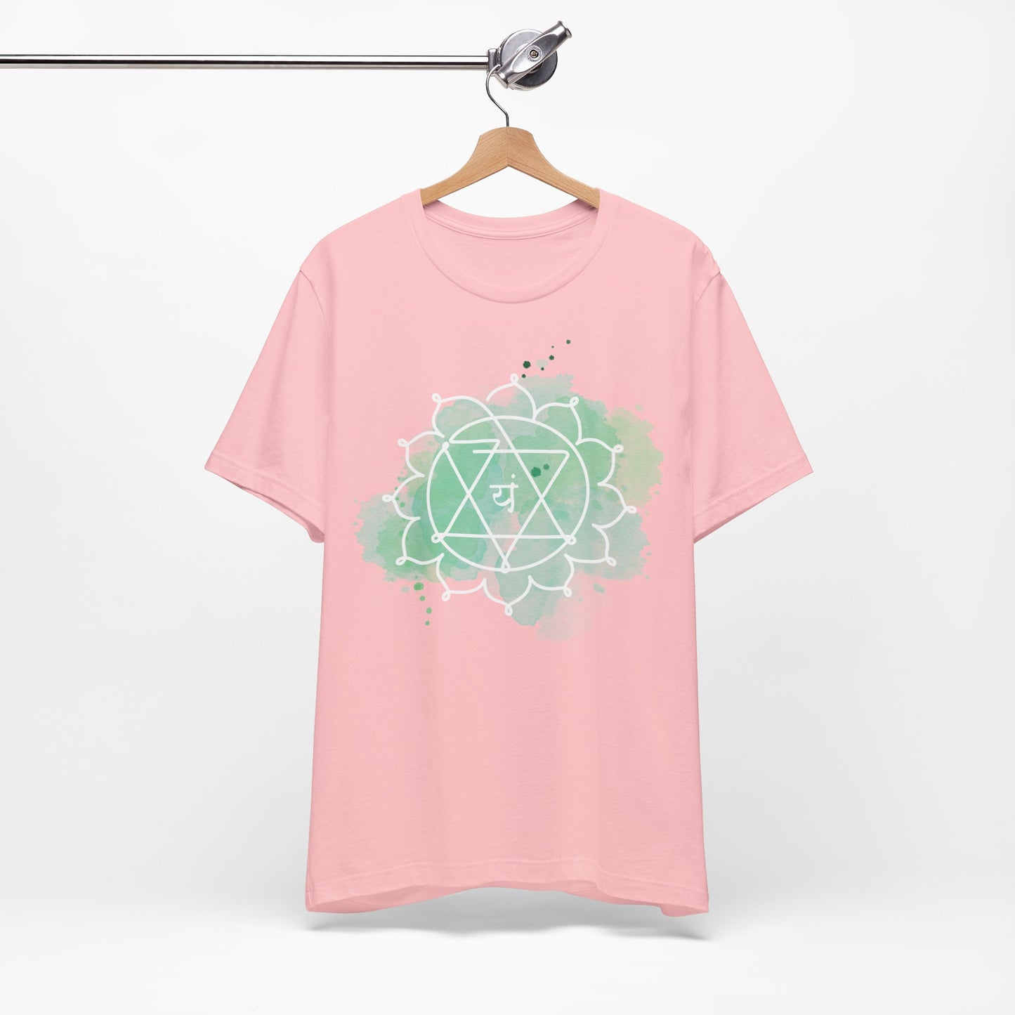 Inkasis Anahata Chakra t-shirt for European shoppers, promoting love, connection, and heart-centered energy.
