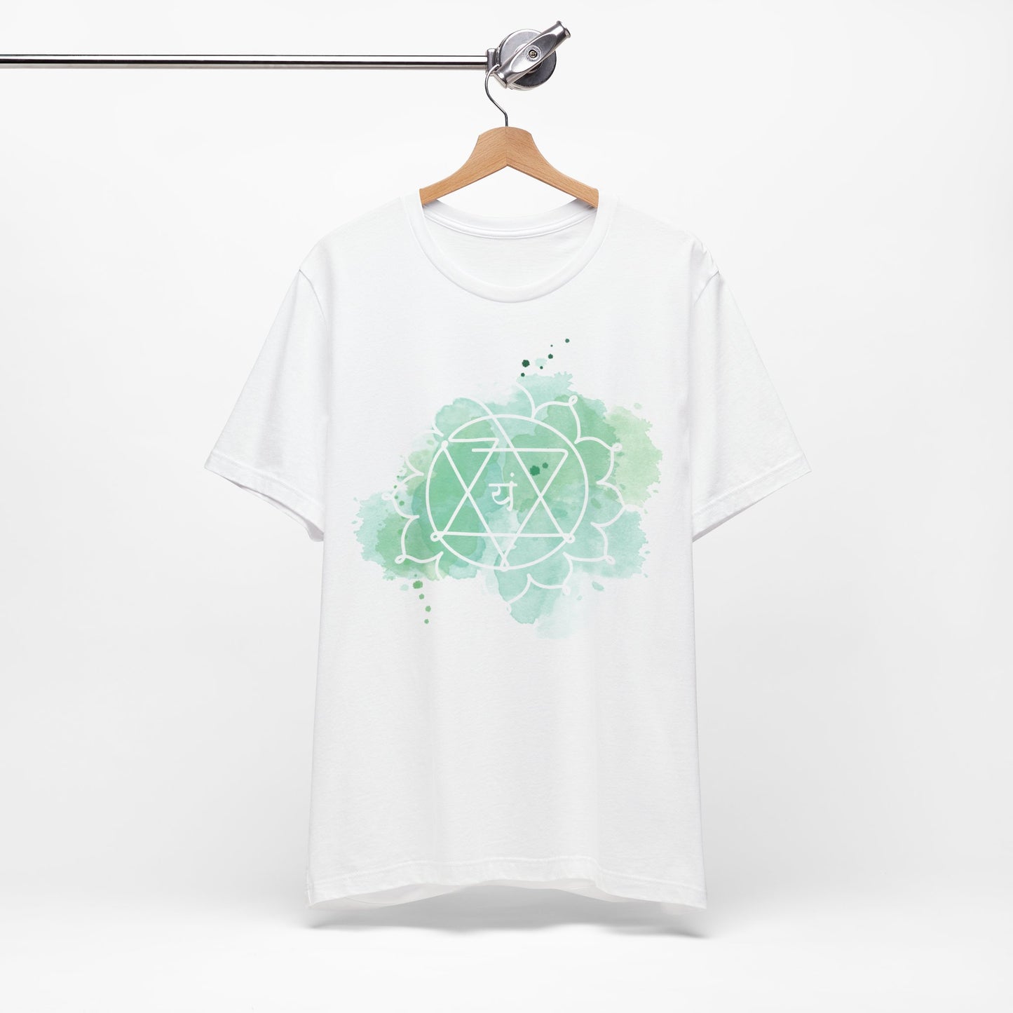 Inkasis Anahata Chakra t-shirt made for Europe, emphasizing the heart chakra symbol for harmony, healing, and connection