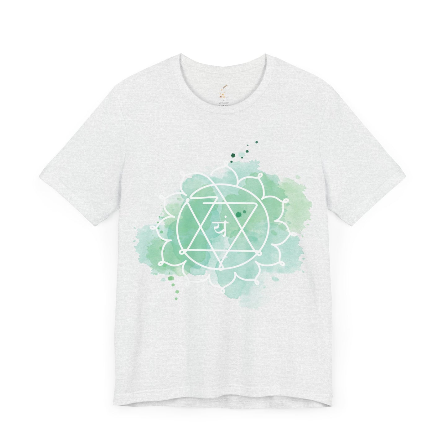  Ash gray Anahata Chakra t-shirt symbolizing love and compassion.