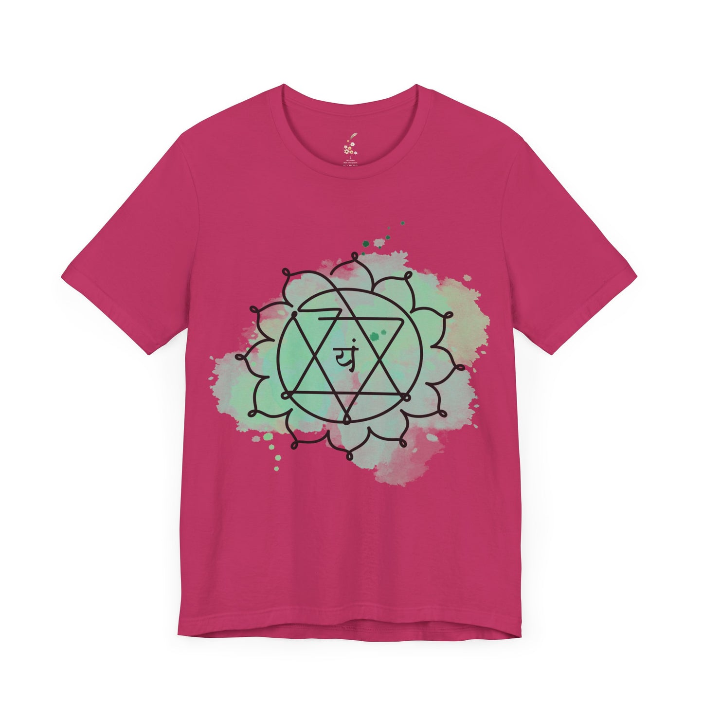 Berry-colored Anahata Chakra t-shirt for heart healing and compassion.
