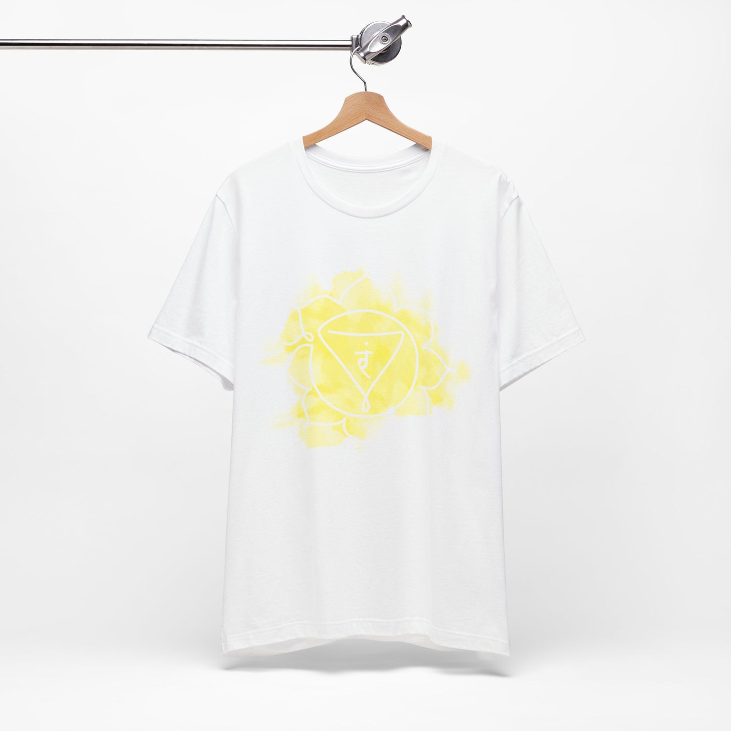 Inkasis Manipura Chakra t-shirt for European shoppers, highlighting the solar plexus symbol for empowerment, confidence, and focus.