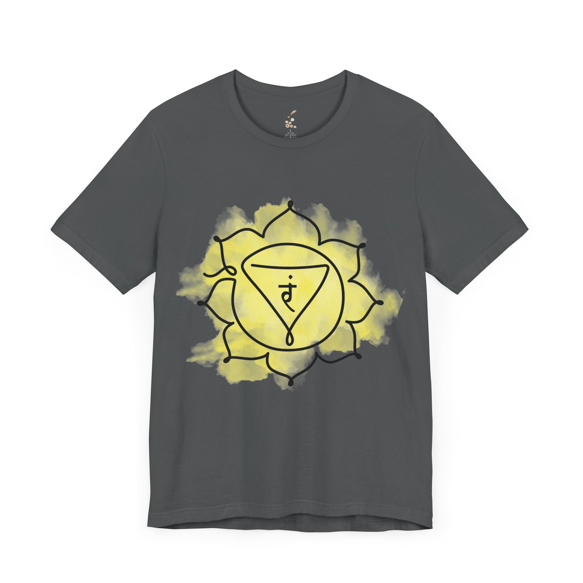 Ash gray Manipura Chakra t-shirt for inner fire and focus.