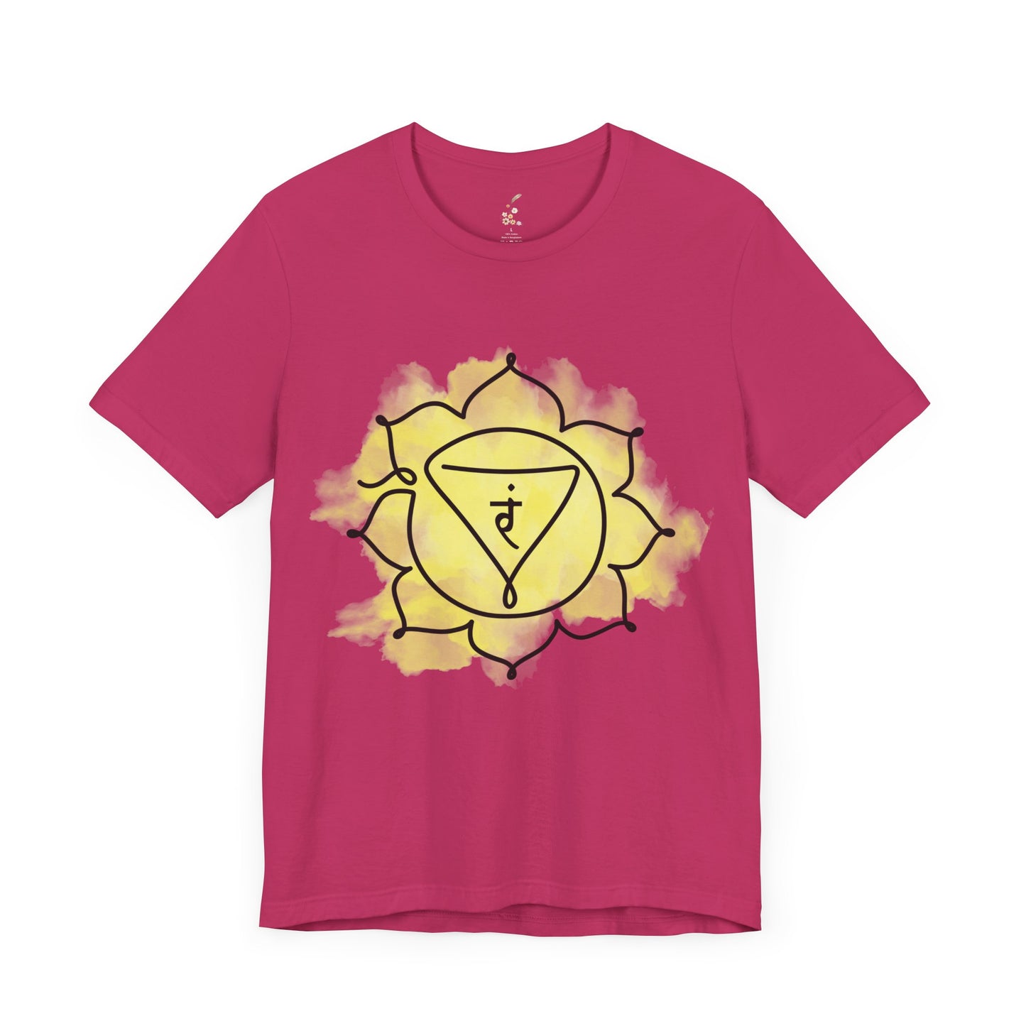 Vibrant berry-colored Manipura Chakra t-shirt symbolizing inner strength.