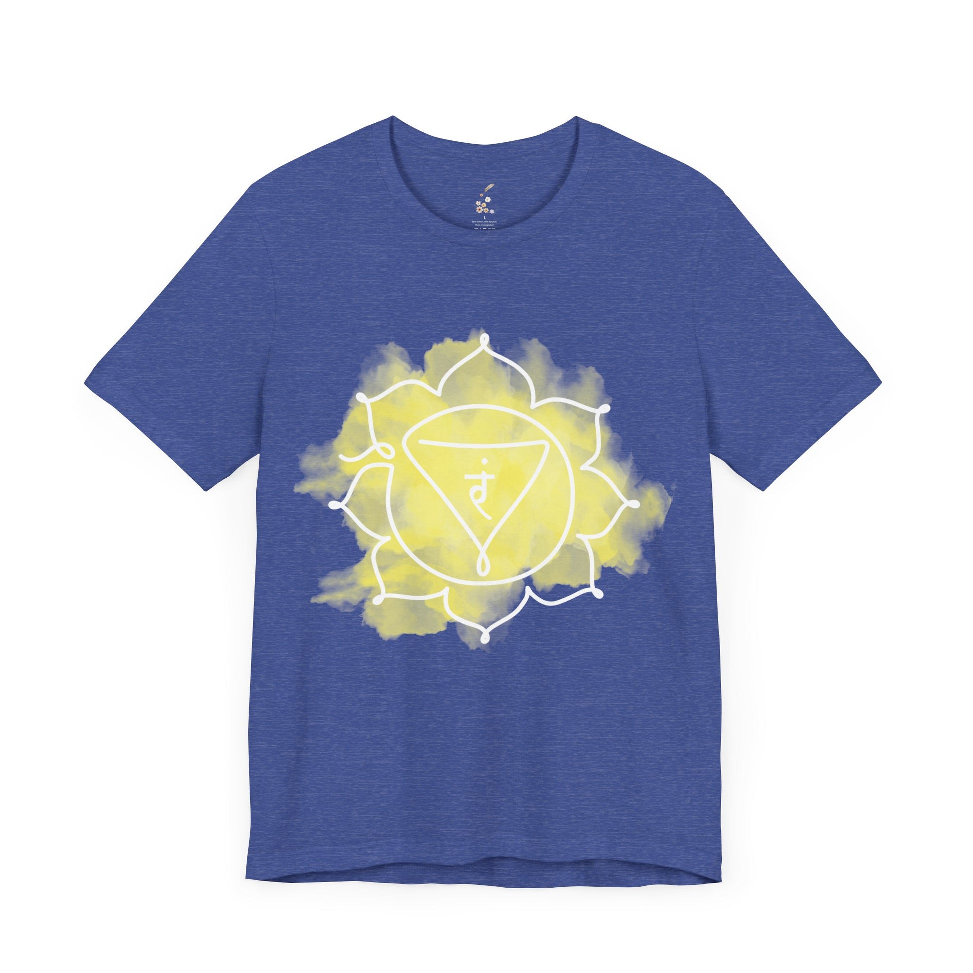  Blu King Manipura Chakra t-shirt symbolizing personal power and confidence.