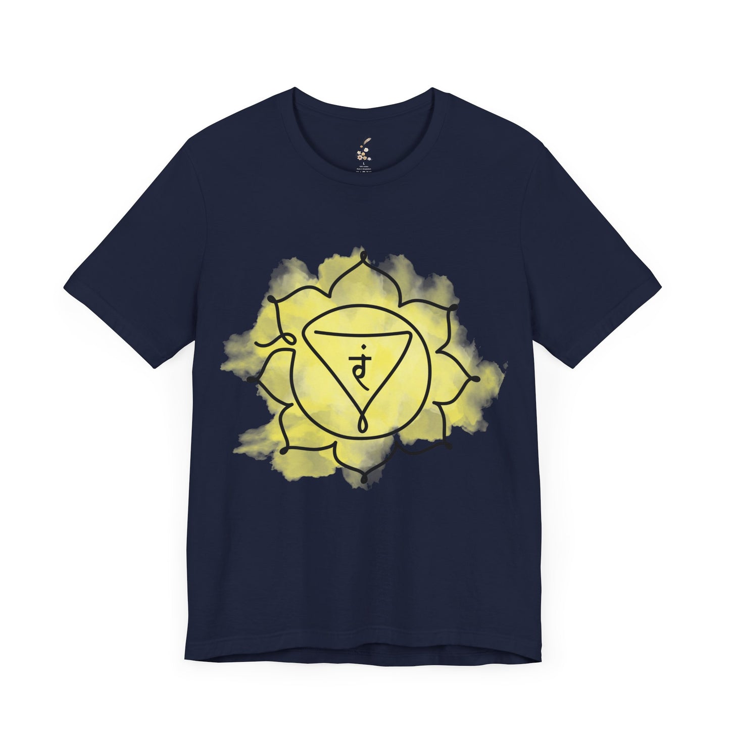 Navy blue Manipura Chakra t-shirt designed for self-empowerment.