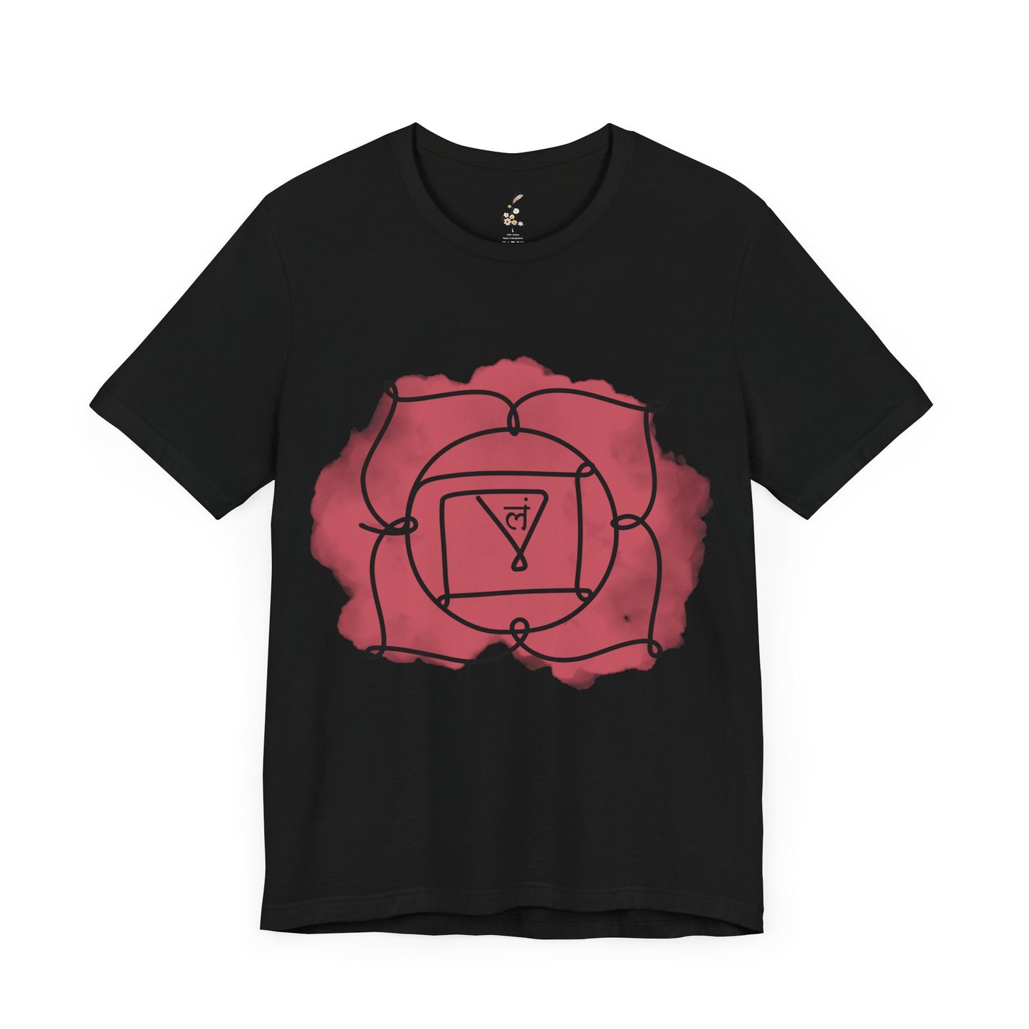 Black Muladhara Chakra t-shirt symbolizing connection to the Earth.