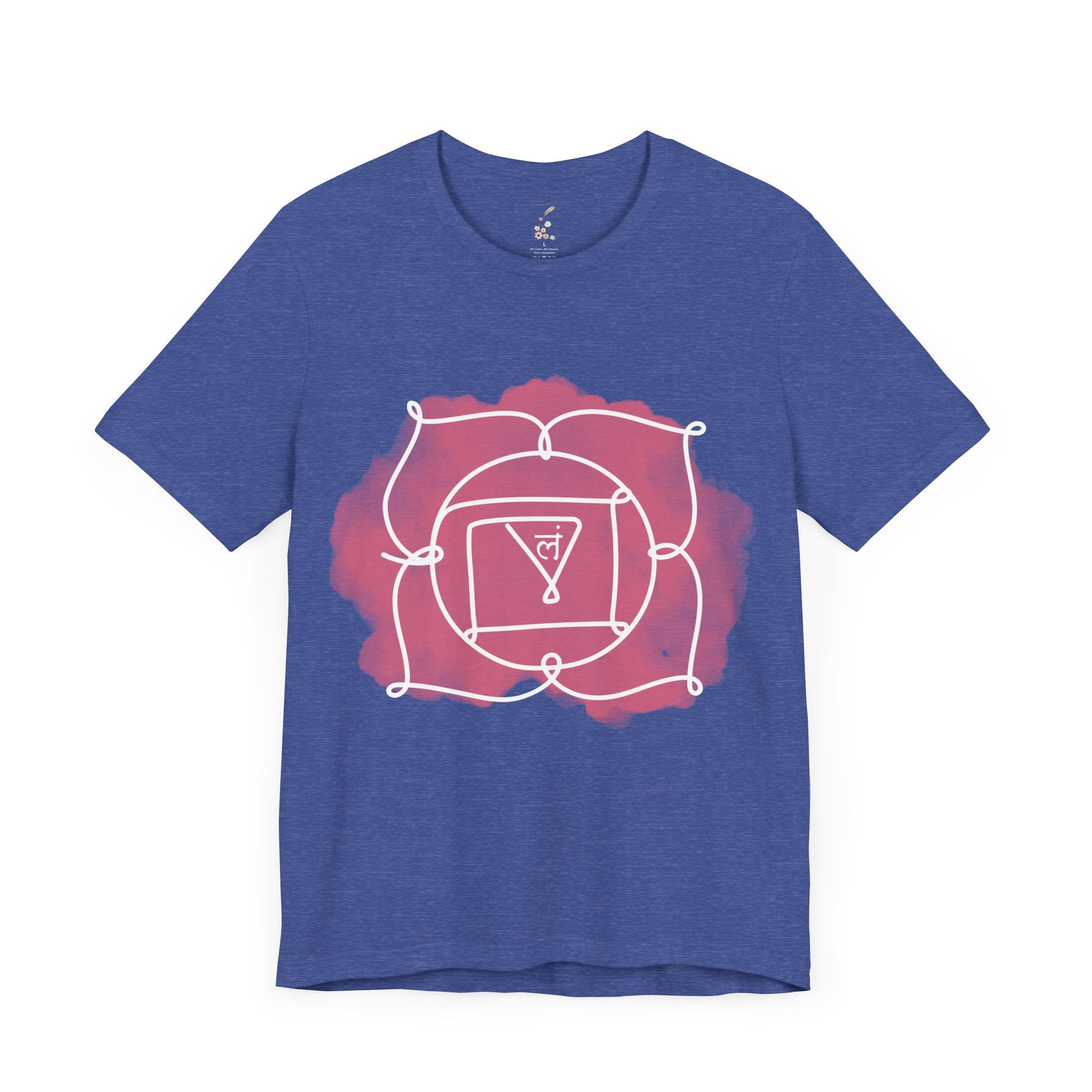 Blu King Muladhara Chakra t-shirt representing grounding and stability.