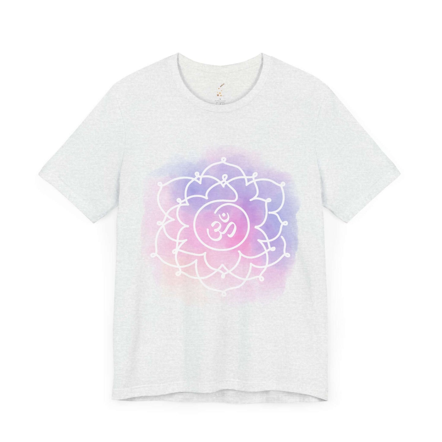 Ash gray Sahasrara Chakra t-shirt by Inkasis representing spiritual connection and cosmic unity, ideal for European markets.