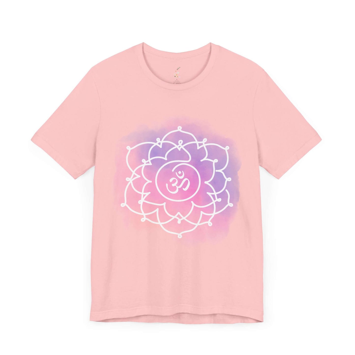  Soft pink t-shirt by Inkasis featuring the Sahasrara Chakra for unity and higher consciousness, designed for Europe.