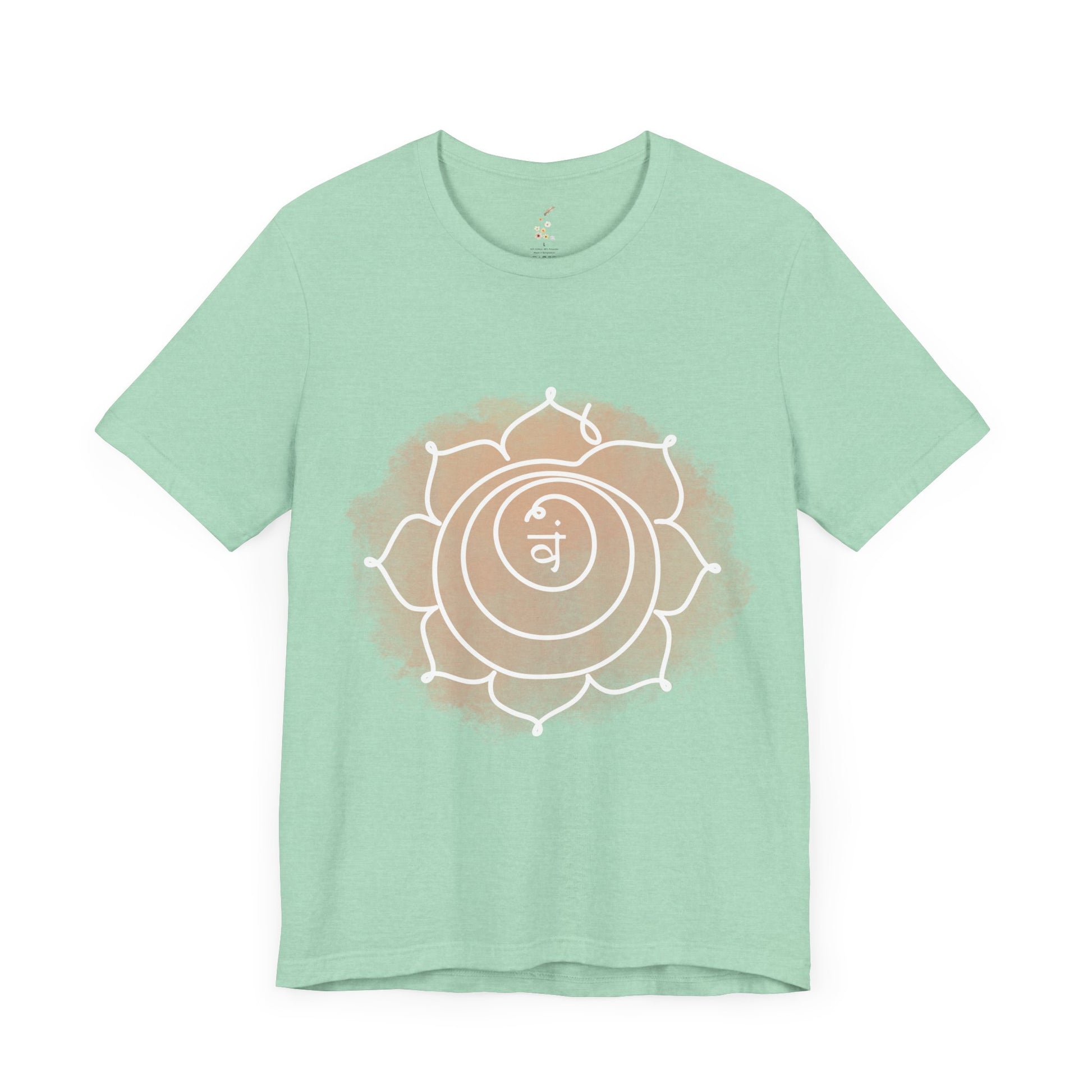  Heather mint Svadhisthana Chakra t-shirt for emotional healing and creative flow.