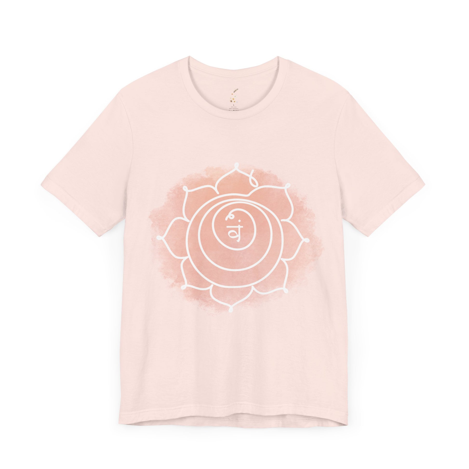  Soft pink Svadhisthana Chakra t-shirt emphasizing creativity and flow.