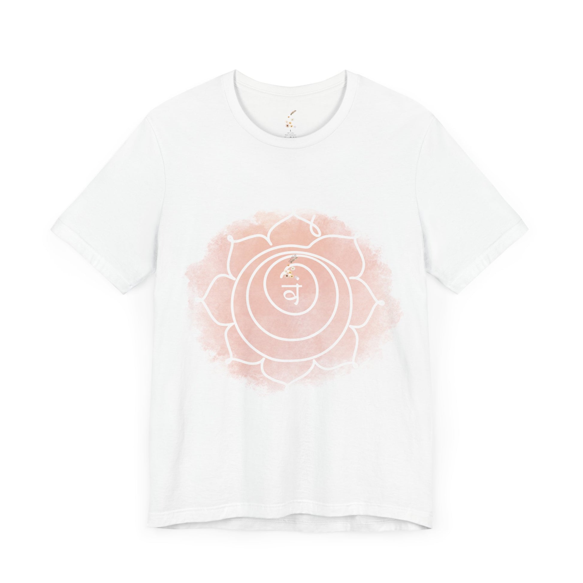  Unisex white Svadhisthana Chakra t-shirt for creativity and emotional balance.