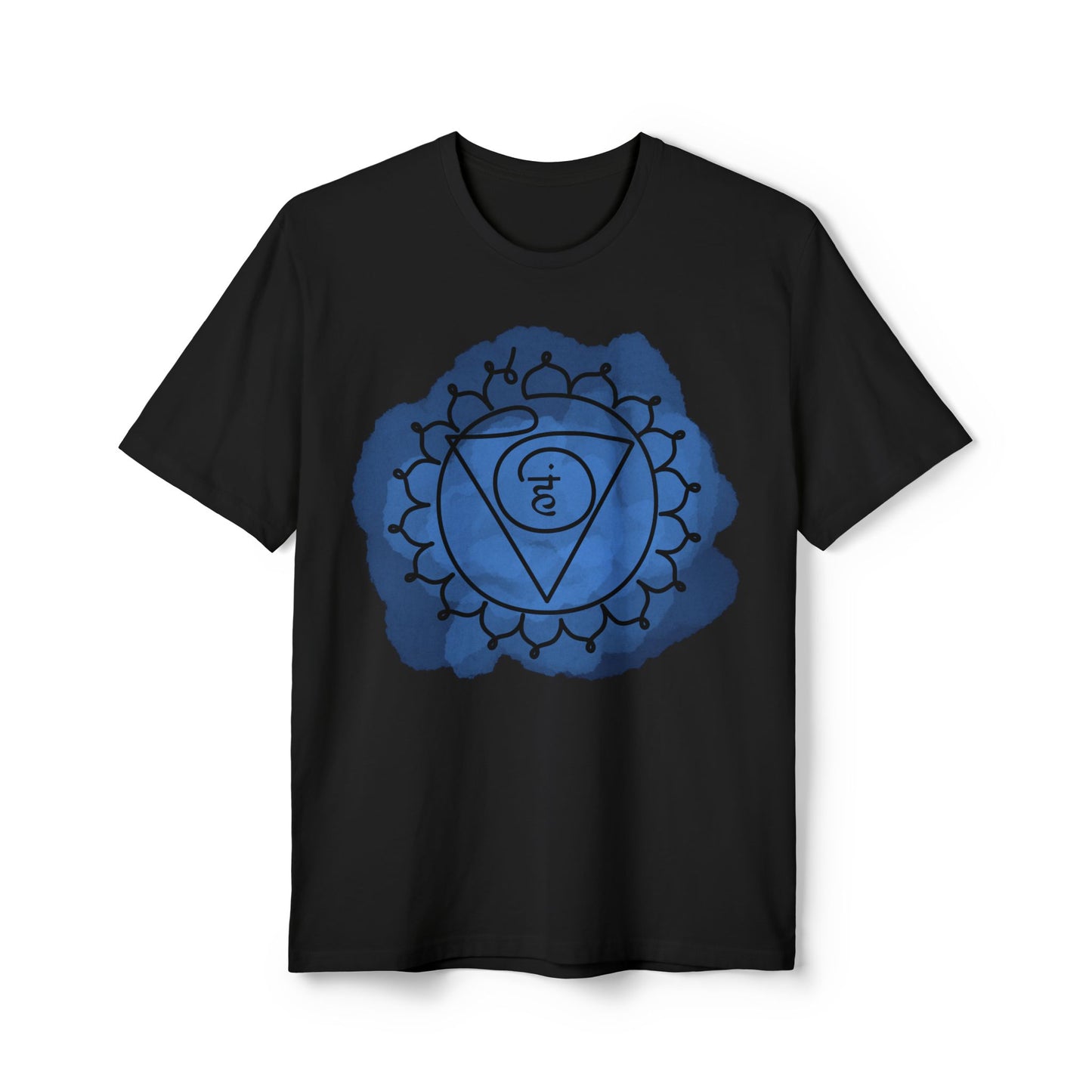 Vishuddha Chakra Unisex T-Shirt, showcasing the comfortable and sustainable fabric.