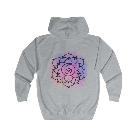 Back design of Sahasrara Chakra hoodie – cozy loose-fit hoodie with crown chakra print for mindfulness and comfort